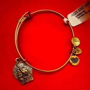 Winter Holiday Christmas Reindeer Snowglobe Alex & Ani Gold Charm Bracelet 2018